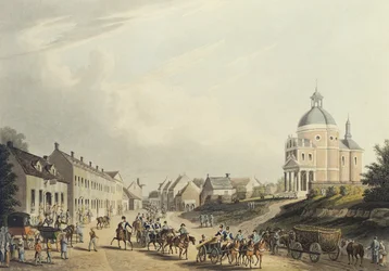 Waterloo. Transport der französischen Kanone vom Schlachtfeld, am 24. Juli 1815